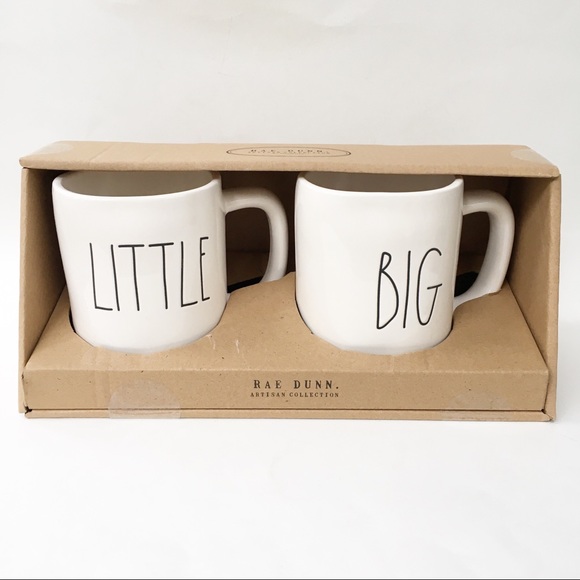 Rae Dunn ‘LITTLE/BIG’ Coffee Mug Set Ceramic New - Picture 2 of 7
